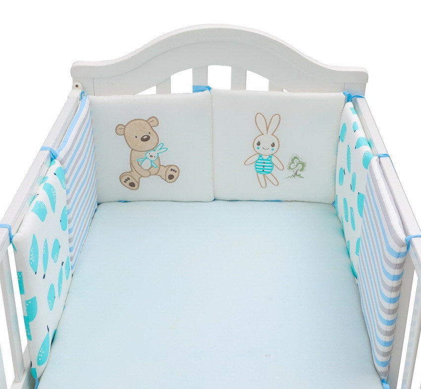 6 Pcs/Set Children Infant Crib Bumper Bed Protector Baby Kids Cotton Cot Nursery for Bear Bumper Boy And Girl Bedding Plush